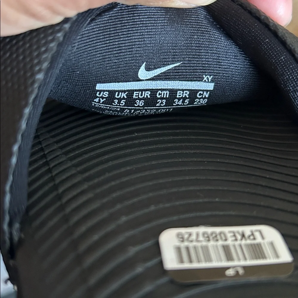 Nike Black Slide Sandals with Iridescent Swoosh